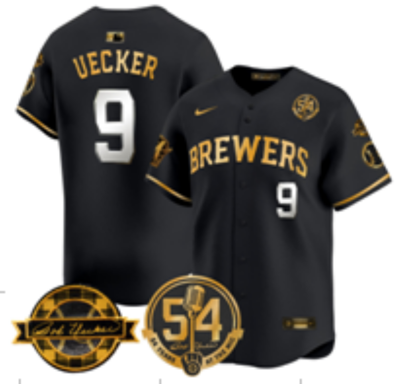 Men Milwaukee Brewers #9 Uecker black Nike MLB 2025 Jersey 003